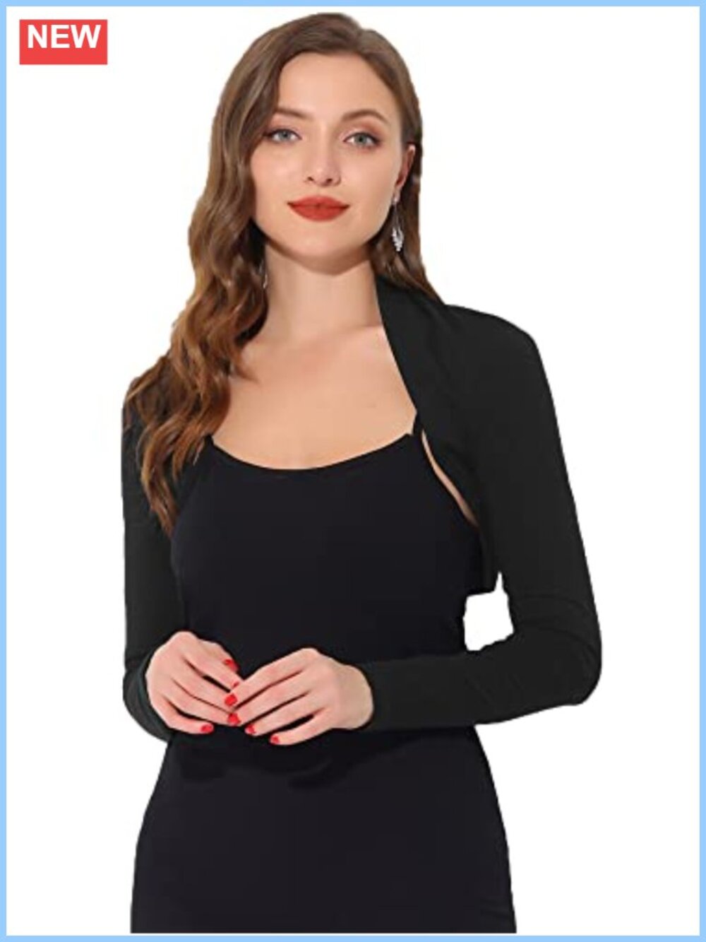 Elegant Long Sleeve Open Front Bolero Shrug for Women - Soft Cotton Crop